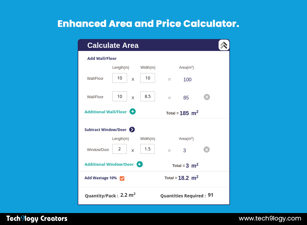 Enhanced Area & Dynamic Price Calculator