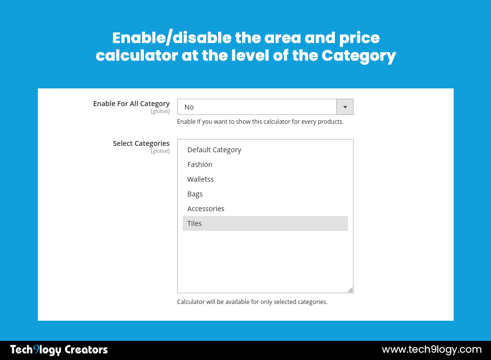 Enable/Disable Calculator at Product and Category Levels
